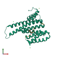 PDB entry 3iqj coloured by chain, front view.