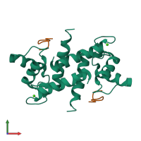 Hetero tetrameric assembly 1 of PDB entry 3iqq coloured by chemically distinct molecules, front view.