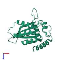 PDB entry 3iqs coloured by chain, top view.