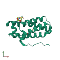 PDB entry 3iqt coloured by chain, front view.