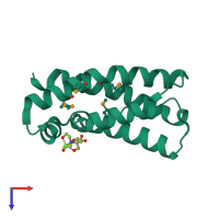 PDB entry 3iqt coloured by chain, top view.