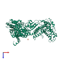 PDB entry 3iqy coloured by chain, top view.
