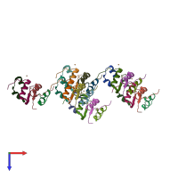 PDB entry 3ir0 coloured by chain, top view.