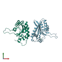 PDB entry 3ir2 coloured by chain, front view.