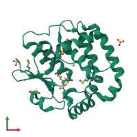 PDB entry 3ir4 coloured by chain, front view.