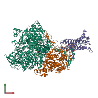 PDB entry 3ir5 coloured by chain, front view.