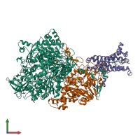 PDB entry 3ir6 coloured by chain, front view.