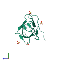 PDB entry 3irc coloured by chain, side view.