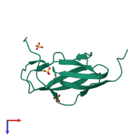 PDB entry 3irc coloured by chain, top view.