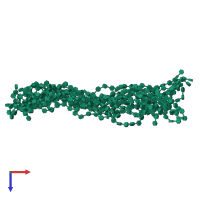 PDB entry 3irl coloured by chain, ensemble of 14 models, top view.