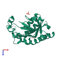 PDB entry 3irv coloured by chain, top view.