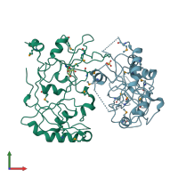 PDB entry 3is6 coloured by chain, front view.