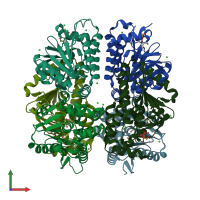 PDB entry 3isa coloured by chain, front view.