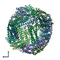 PDB entry 3ise coloured by chain, side view.