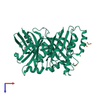 PDB entry 3isq coloured by chain, top view.