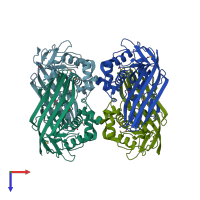 PDB entry 3isr coloured by chain, top view.