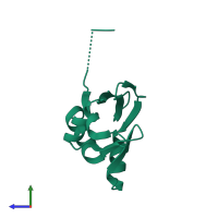 PDB entry 3isu coloured by chain, side view.