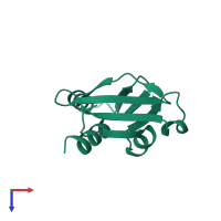 PDB entry 3isu coloured by chain, top view.