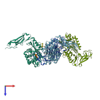 PDB entry 3it9 coloured by chain, top view.