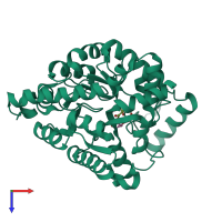 PDB entry 3itc coloured by chain, top view.