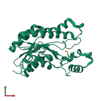 PDB entry 3itd coloured by chain, front view.