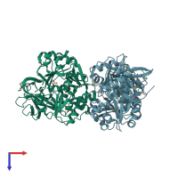 PDB entry 3ite coloured by chain, top view.