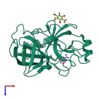 PDB entry 3iti coloured by chain, top view.
