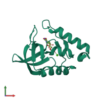 PDB entry 3itp coloured by chain, front view.