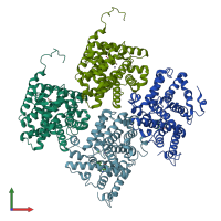 PDB entry 3itu coloured by chain, front view.