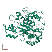 PDB entry 3iu0 coloured by chain, front view.