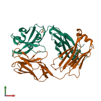 PDB entry 3iu4 coloured by chain, front view.