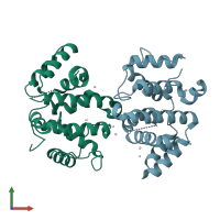 PDB entry 3iug coloured by chain, front view.