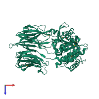 PDB entry 3iuj coloured by chain, top view.