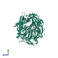 PDB entry 3iul coloured by chain, side view.