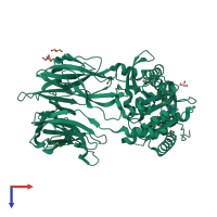 PDB entry 3iul coloured by chain, top view.