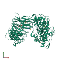 PDB entry 3ium coloured by chain, front view.