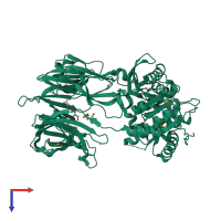 PDB entry 3ium coloured by chain, top view.