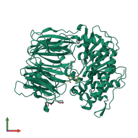 Monomeric assembly 1 of PDB entry 3iuq coloured by chemically distinct molecules, front view.