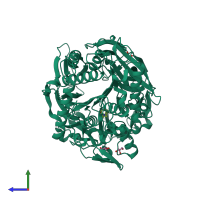 Monomeric assembly 1 of PDB entry 3iuq coloured by chemically distinct molecules, side view.