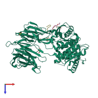 PDB entry 3iur coloured by chain, top view.