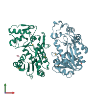PDB entry 3ius coloured by chain, front view.