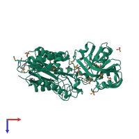 PDB entry 3iuu coloured by chain, top view.