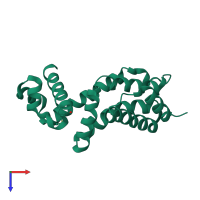 PDB entry 3iuv coloured by chain, top view.