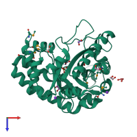 PDB entry 3iv3 coloured by chain, top view.