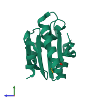 PDB entry 3iv4 coloured by chain, side view.