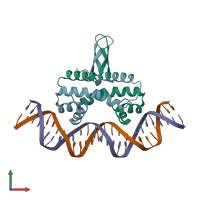 PDB entry 3iv5 coloured by chain, front view.