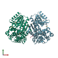 PDB entry 3iv7 coloured by chain, front view.