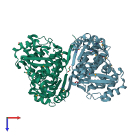 PDB entry 3iv7 coloured by chain, top view.