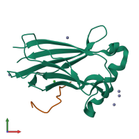 PDB entry 3ivb coloured by chain, front view.