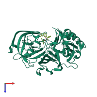 PDB entry 3ivh coloured by chain, top view.